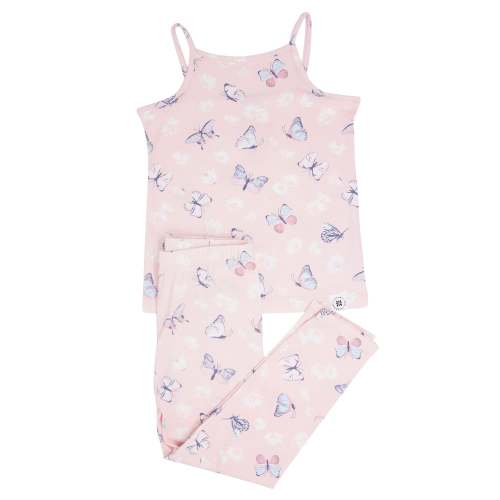 Pink Butterfly Daisy Bamboo Tank Pajama Set