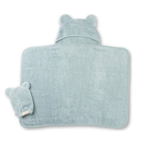 Hooded Towel + Wash Mitt Set Fog - Bella Tunno Towels | Maisonette