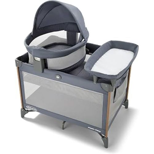 Graco Pack 'n Play Travel Dome Lux Playard, Rome, 4-in-1 Baby Playpen with Bassinet, Indoor or Outdoor Portable Playpen with UV 50 Canopy