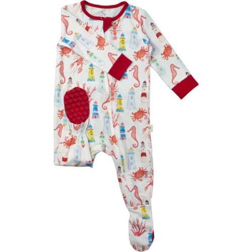 Double Zip Footed One Piece PJ, Montauk Sea - Moon Breeze Mercantile | Maisonette