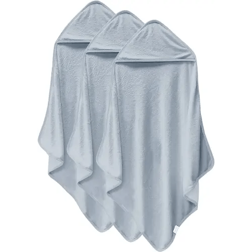 Cosy Family 3 Pack Baby Hooded Towels, Rayon Made from Bamboo, Ultra Soft Unisex Bath Towels for Babies,Toddler,Infant - Newborn Essential - Ultra Absorbent Toddler Towels for Baby Boy Girl - Grey