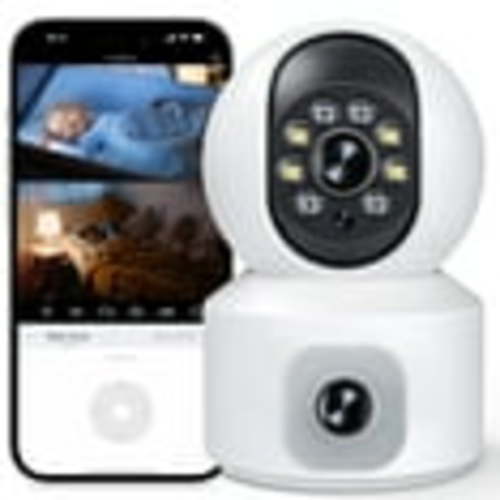 GPED Baby Monitor with Dual Cameras, 3K HD WiFi Security Camera W/ 360° PTZ & Fixed Camera,, Motion Tracking & Full-Color Night Vision for Baby Monitor/Pet Camera, 2-Way Audio for Baby Pet Elderly