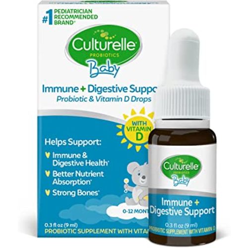 Culturelle Baby Immune & Digestive Support Probiotic + Vitamin D Drops, Helps Support Immune Health in Babies, Infants & Newborns 0-12 Months, 30 Day Supply, Gluten Free & Non-GMO, 9ml