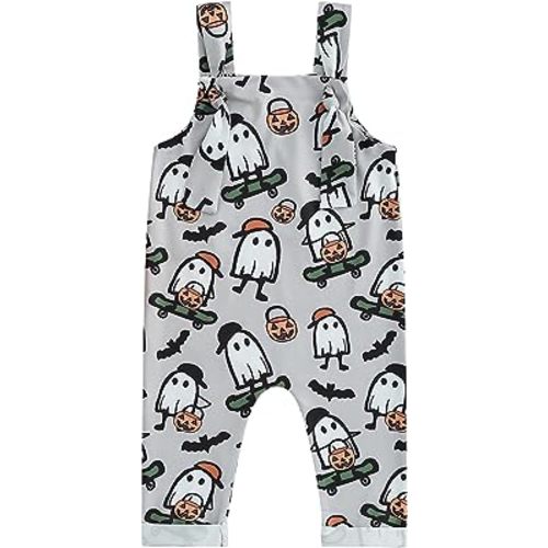 YOKJZJD Newborn Infant Baby Boy Girl Halloween Outfit Pumpkin Suspender Pants Bib Overalls Jumpsuit Fall Clothes