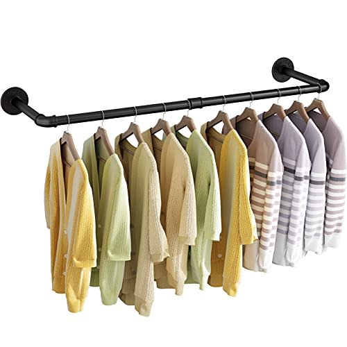 UlSpeed Wall Mounted Clothes Rack 38.4in, Industrial Pipe Wall Mount Clothing Rack, Heavy Duty Iron Garment Racks, Space Saver Multi-purpose Hanging Rod for Laundry Room, Closet Storage, 1 Pack