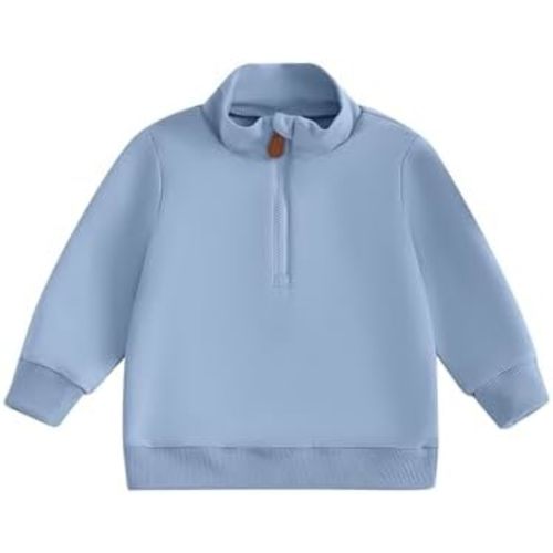 ZAXARRA Toddler Baby Boy Girl Sweatshirt Half Zipper Stand-up Neck Pullover Sweatshirt Tops Casual Fall Winter Clothes