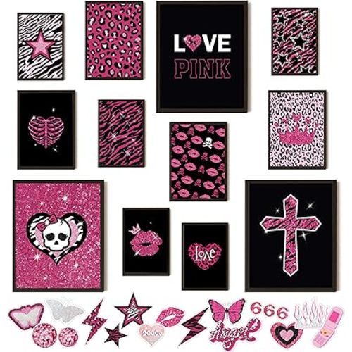 97 Decor Mcbling Trashy Y2k Room Decor Aesthetic - Early 2000s Room Decor Y2k Posters, Hot Pink Pictures Wall Art Prints, Baddie Aesthetic Pictures for Teen Girls Dorm Bedroom Apartment (Unframed)
