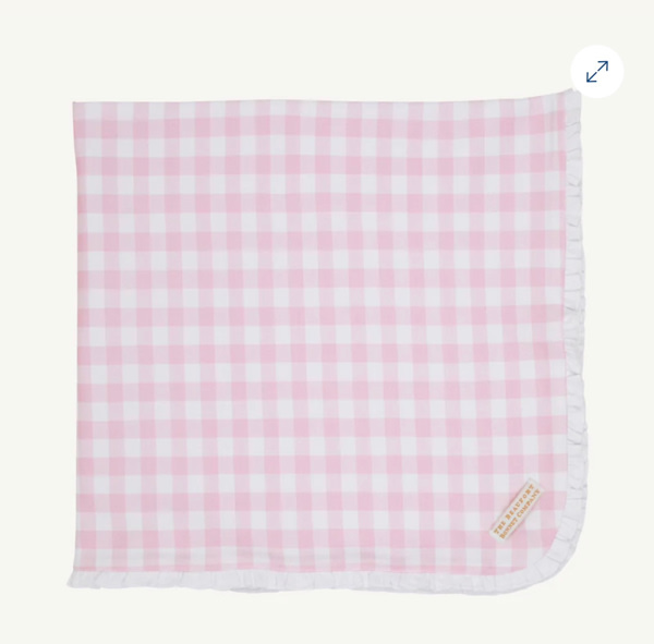 Baby Buggy Blanket - Palm Beach Pink Gingham with Worth Avenue White