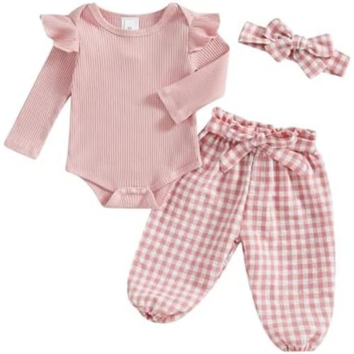 Newborn Baby Girl Clothes Daisy Outfit Long Sleeve Bodysuit Romper Jumpsuit Daisy Pants Set Infant Spring Fall Cothes