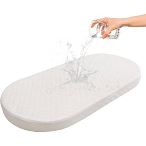 Baby Bassinet Mattress, Breathable, Hypoallergenic, Premium Foam, Non-Toxic, Oval Shaped with Removal Waterproof Cover, 18" x 29" x 2''
