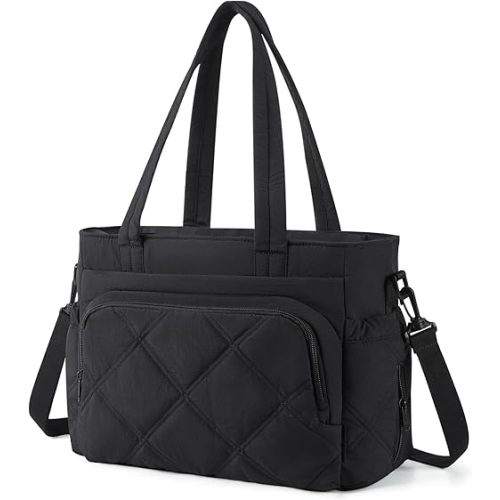 BAGSMART Lunch Bag Women Large Lunch Box Insulated Tote Bag with Multi-Pockets Quilted Puffy Tote for Work, Outdoors