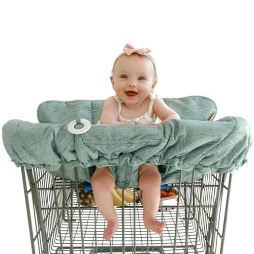 BINXY BABY 2-in-1 Cushy Cart Cover and High Chair Cover | Universal Fit | Includes Storage Pouch (Sage Leaves)