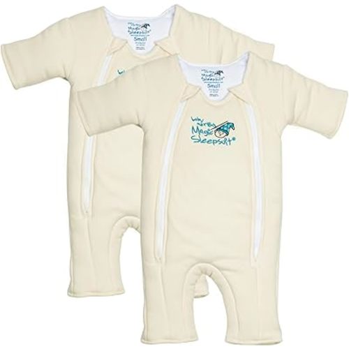 Magic Sleepsuit Baby Merlin's 100% Cotton Baby Transition Swaddle - Baby Sleep Suit - Cream 2-pack - 3-6 Months