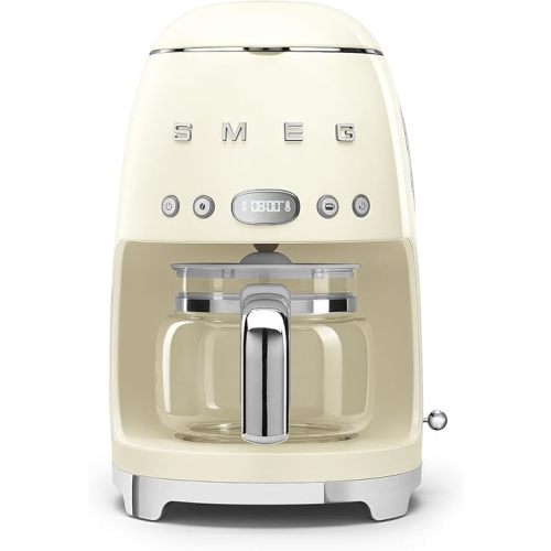 Smeg 50's Retro Style Drip Filter Coffee Machine, 10 Cups Capacity, Auto-Start, Keep Warm Funtion, Cream, DCF02CRUS