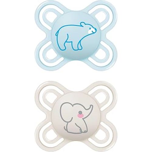 MAM Perfect Baby Pacifier, Patented Nipple, Developed with Pediatric Dentists & Orthodontists, 2 Pack, 0-3 Months, Boy