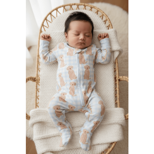 Golden Retriever Baby Bamboo Zipper Romper