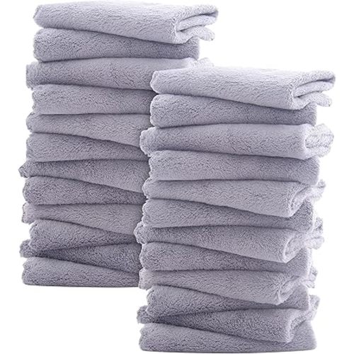 Sunny zzzZZ Ultra Soft 24 Pack Baby Washcloths - 10x10 Inches - Coral Fleece Extra Absorbent Wash Clothes for Babies, Infants and Toddlers - Sensitive Skin and Newborn - Ideal Baby