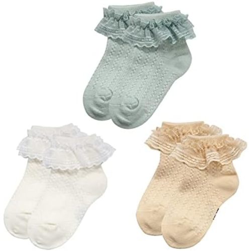 Durio Baby Girl Socks Frilly Ruffle Socks Cute Toddler Girl Sock Ruffle Socks for Toddler Girls Lace Girls Kids Socks