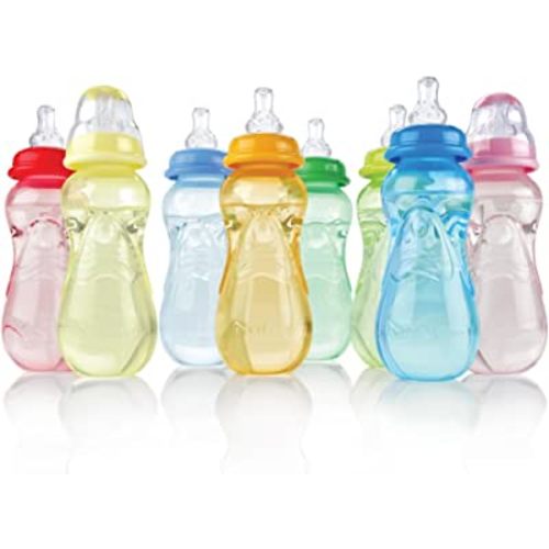 Nuby Non-Drip Standard Neck Bottles, 10 Ounce, Colors May Vary, 3 Count (Pack of 1)