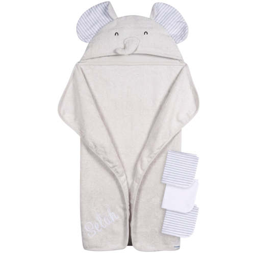 Embroidered 4-Piece Baby Neutral Grey Elephant Towel & Washcloths Set – Gerber Childrenswear