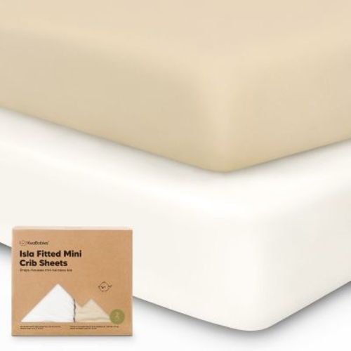 Keababies 2-pack Isla Mini Crib Sheets, Pack And Play Sheets Fitted, Pack N Play Sheets, Fitted Crib Sheet (khaki)