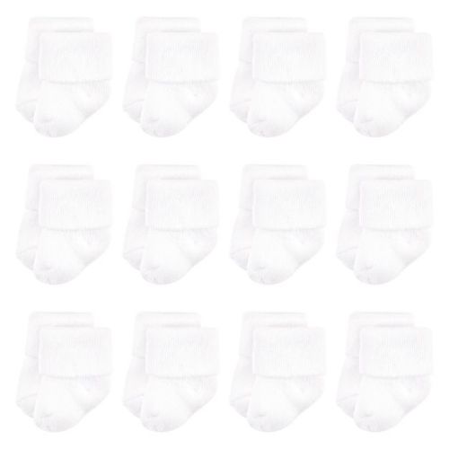 Luvable Friends Unisex Baby Newborn And Baby Terry Socks, White, 0-6 Months