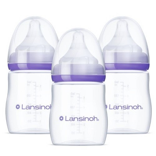 Lansinoh Baby Bottles for Breastfeeding Babies with 3 Slow Flow Nipples (Size 2S) - 5oz/3ct