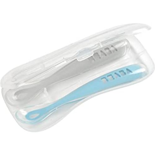 BEABA Baby's First Foods Spoon Set with Travel Case, Original Silicone Baby Spoons, Baby Essentials, Baby Spoons, Travel Set, Baby Gifts, Rain + Cloud