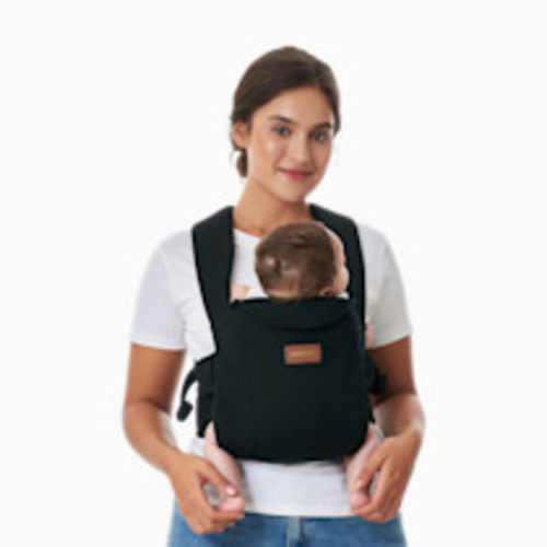 Momcozy Newborn Carrier WeeSnug- Lightweight and Cozy Comfort for 7-25 lbs, Ergonomic Cross-Back Support, Effortless to Put On, Hands-Free Baby Carrier with Lumbar Support, Black