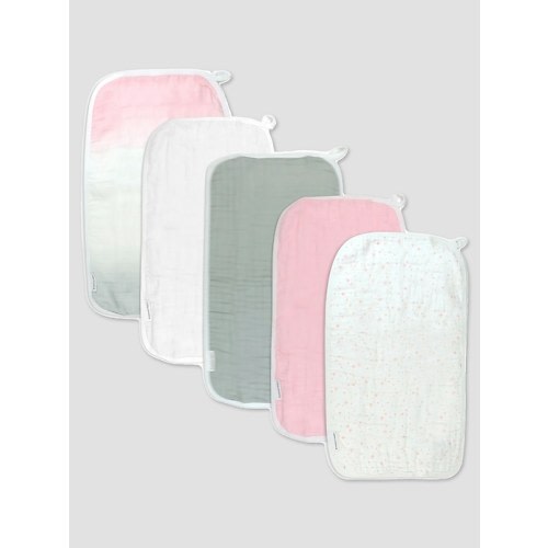 Honest Baby Clothing 5 Pack Organic Cotton Multi Layer Woven Burp Cloths