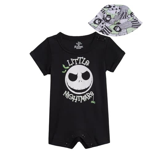 Disney Lion King Mickey Mouse Winnie the Pooh Jack Skellington Lilo & Stitch Baby Romper & Bucket Sun Hat Newborn to Infant