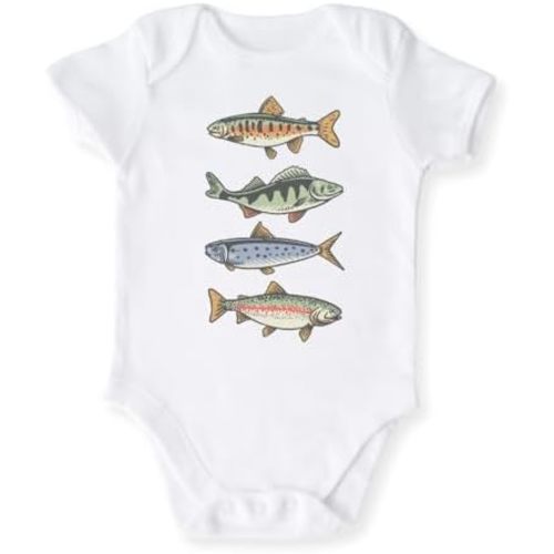 Trout Fish Baby Bodysuit Fishing Tshirt for Kids Toddler Tee Cute Baby Gift for Baby Clothes Fishing Outfit