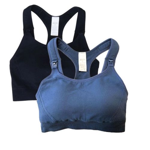 Ingrid & Isabel Maternity Seamless Nursing Sports Bra Bundle 2 Pack Black Size S