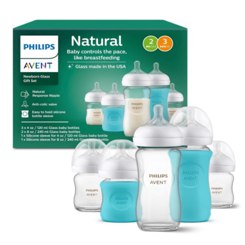 Amazon.com : Philips Avent Natural Glass Baby Bottles with Natural Response Nipples (Slow Flow, Flow 2), 4oz, 4-Pack, SCY910/04 : Baby