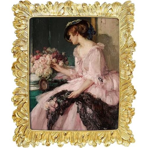 8x10 Vintage Picture Frames, Gold Picture Frame for Table Top Display and Wall Hanging Home Decor