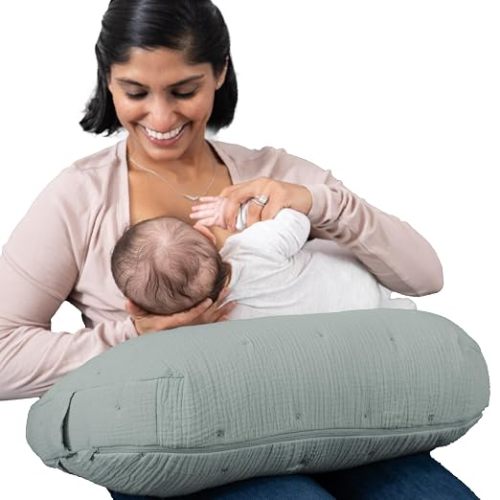 Boppy Nursing Pillow, Cotton Muslin Ergonomic Breastfeeding Support Pillow