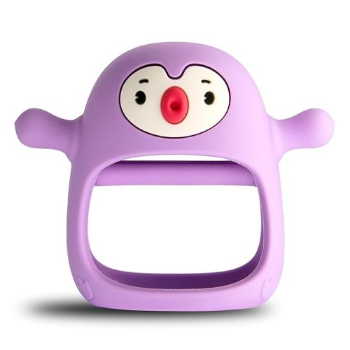 Smily Mia Smily Mia Penguin Teethers, Silicone TeethingToys for Babies 0-6Months, Baby Teethers for 3-6Months, Hand Teether for Infants, Pacifiers for New Born,light purple - light purpe