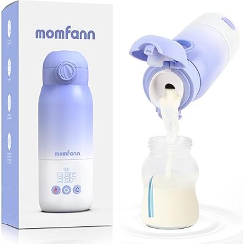 Portable Bottle Warmer for Travel, Dual Heating Modes Baby Milk Warmer On The Go for Breastmilk, Water and Formula, Precise Temperature Control with 5 Levels, Long-Lasting Battery (Purple)