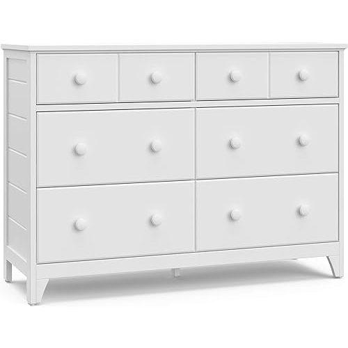 Storkcraft Moss 6 Drawer Universal Double Dresser (White) – GREENGUARD Gold Certified, Nursery Dresser Drawer Organizer, Chest of Drawers