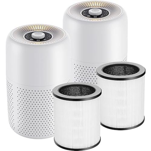 (2 Pack P60 Air Purifier + 2 Pack P60 HEPA Air Filter Combo Purchase),TPLMB Air Purifiers for Bedroom,H13 HEPA Filters,Aromatherapy for Better Sleep,24dB Filtration System, P60 White.