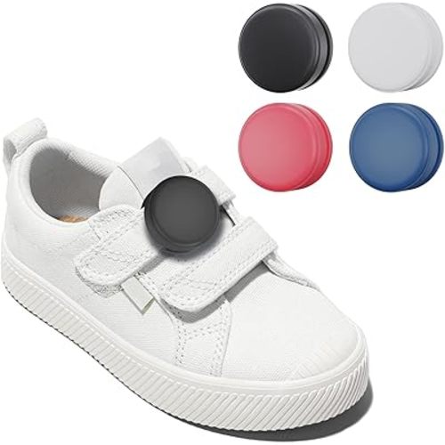 4 Pack AirTag Holder for Kids Shoelaces, Hidden Silicone Air Tag Case Holder for Children Shoes Shoestring (Black, White, Pink, Dark Blue)