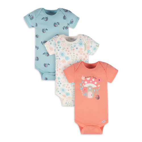 Gerber Baby Girl Bodysuit, 3-Pack, Sizes Preemie -12 Months