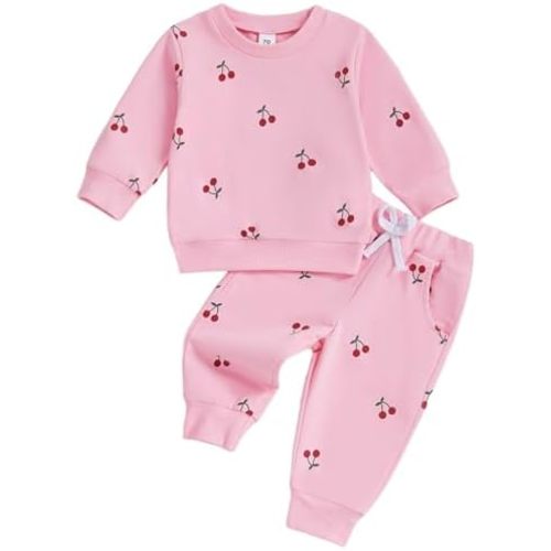 Mubineo Toddler Baby Girl Clothes Cute Long Sleeve Sweatshirt Sweatpant Outfits Fall Winter Tops Pant Outfit Sweatsuit