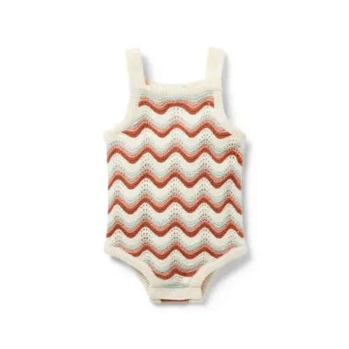 Newborn Cream Stripe Baby Striped Crochet Romper by Janie and Jack