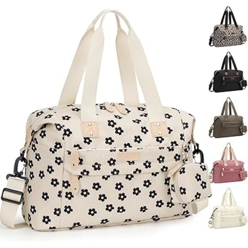 Pritent Diaper Bag Tote - Diaper Baby Bags with Pacifier Case, Shoulder Straps, Stroller Clips, Waterproof Large Mommy Maternity Travel Baby Bag for Mom and Dad, Black flower, Medium