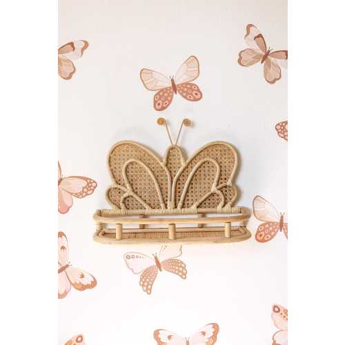 Blissful Butterfly Wall Shelf - boho rattan home nursery decor