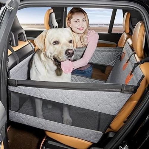 Dog Car Seat for Medium Dogs,Back Seat Extender for Dogs,Large & Small Dog Car Seat Cover for Back Seat, Dog Hammock for Car Back Seat Dog Bed Mattress,Pet Car Seat for Car SUV Truck(Grey-L)