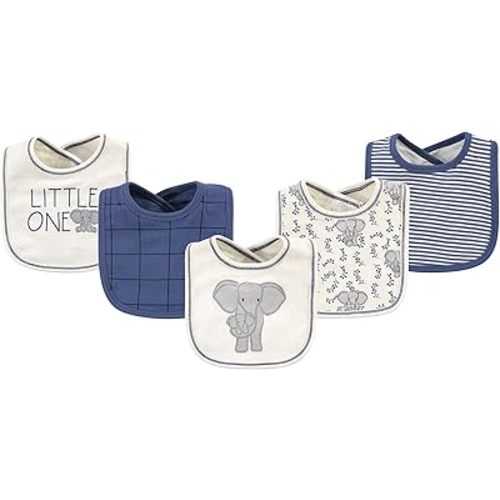 Touched by Nature Unisex Baby Organic Cotton Bibs, Elephant, One Size