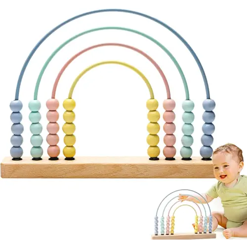 ibwaae Wooden Rainbow Abacus Beads Counting Toys Kids Early Math Skills Montessori Educational Learning Games for Toddler