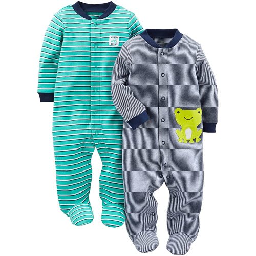 Simple Joys by Carter's Baby Boys' 2-Way Zip Thermal Footed Sleep and Play, Pack of 2